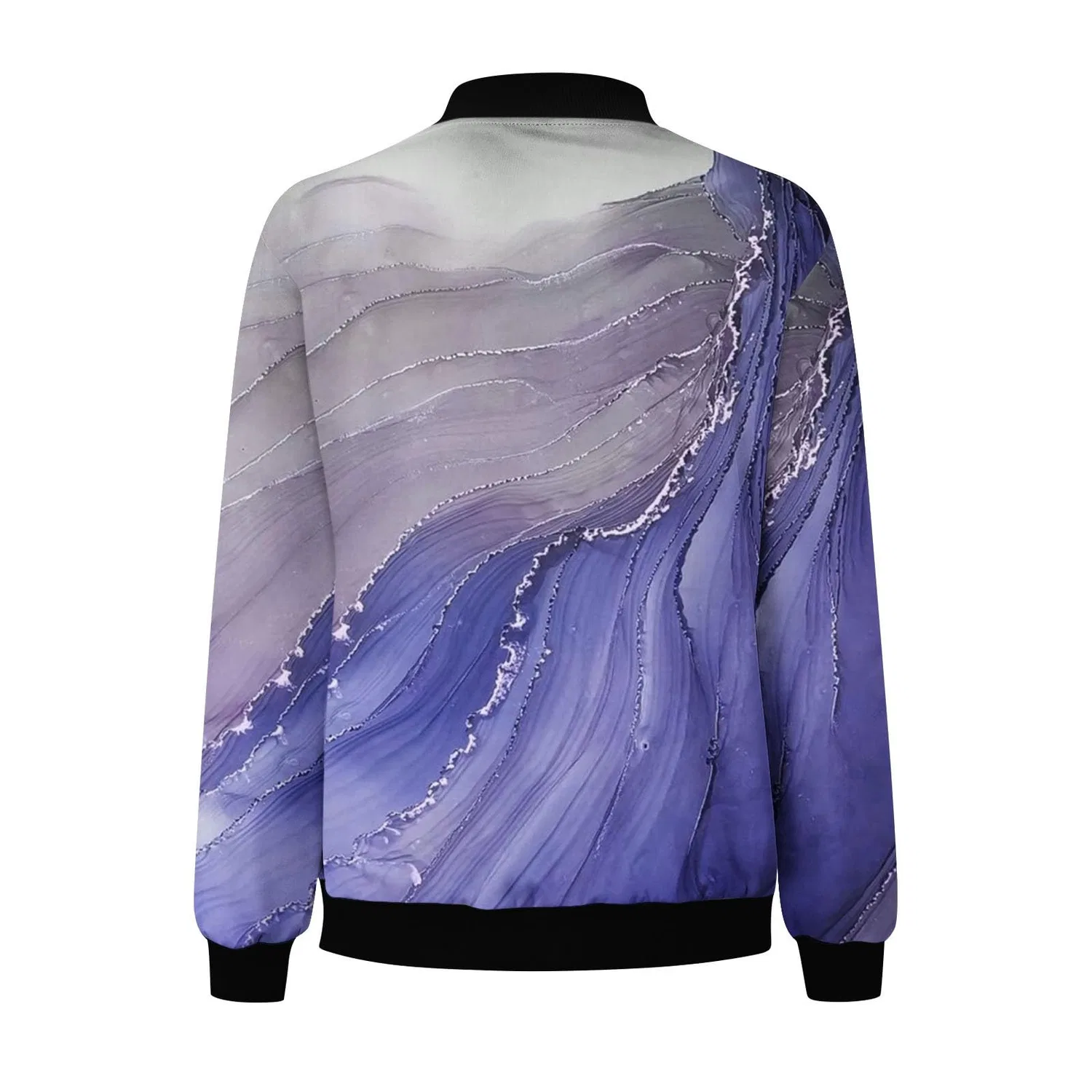 Женское пальто с принтом Bomber Giacca Casual Loose Fit Trendy Stampato Donna Cappotti Confortevole Cappotto Inverno Donna Manica Lunga Giacca da Donna Cerniera Outwear Corsa Giacche Sport All'aperto Abiti Autunno, Blu — фото 4