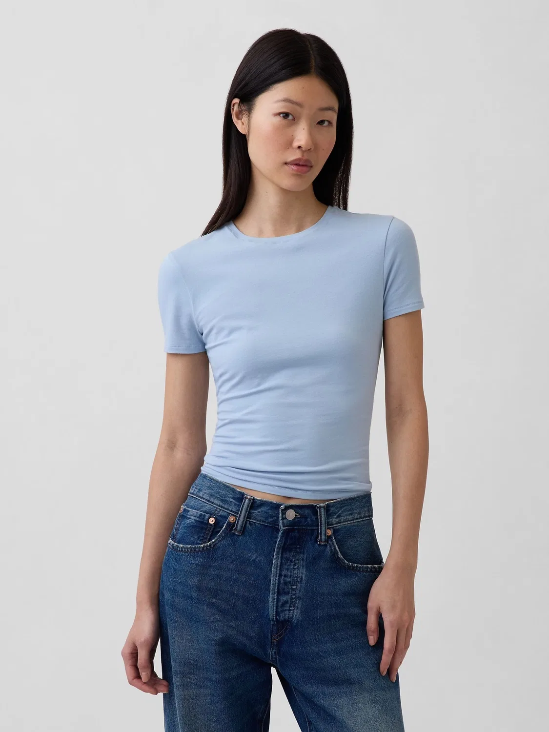 Футболка из джерси, облегающая Gap, синяя