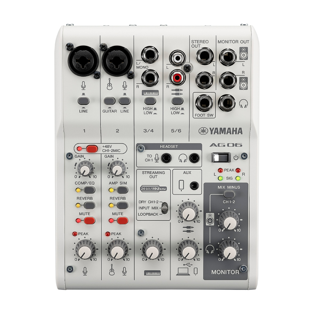 

Yamaha AG06MK2 6-канальный микшер/интерфейс USB для IOS/Mac/ПК, белый