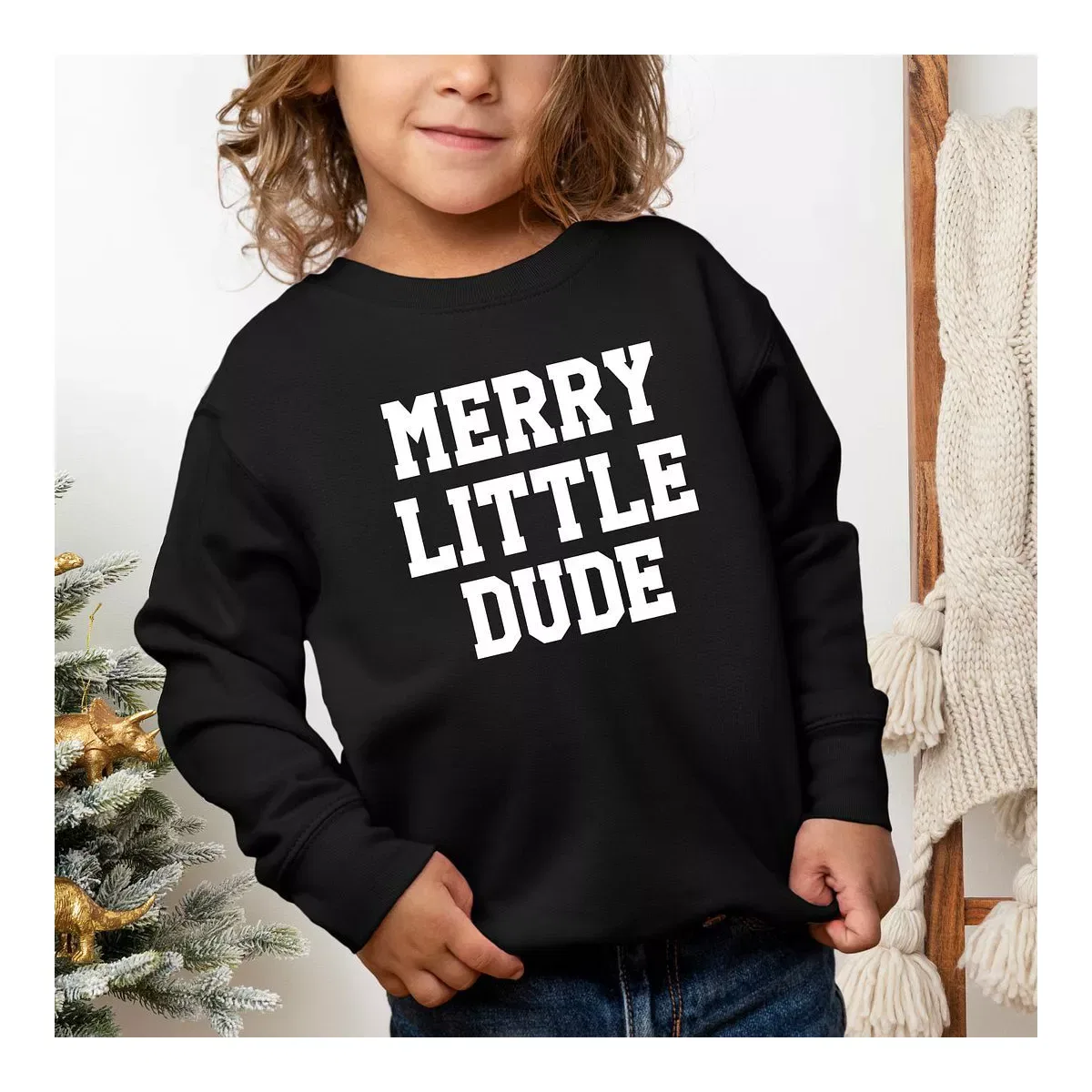 Детский свитшот для мальчиков с принтом Merry Little Dude The Juniper Shop, Black — фото 2
