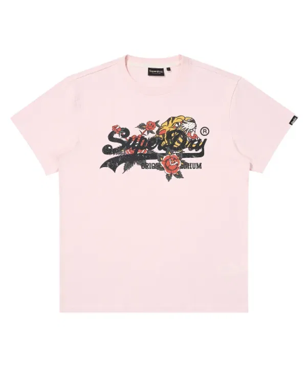 Футболка с тигром Superdry, светло-розовая