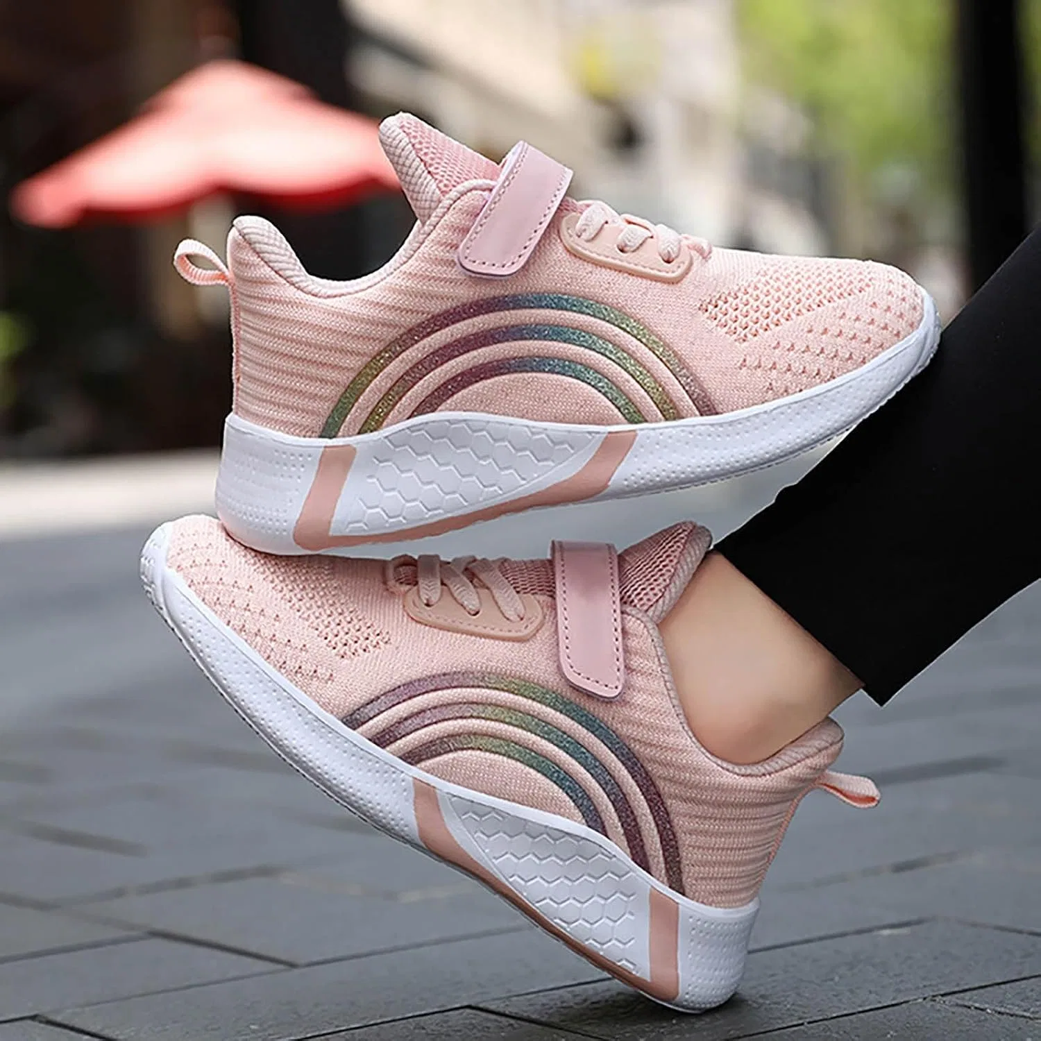Детские кроссовки для девочек с дышащей сеткой, Pink — фото 2