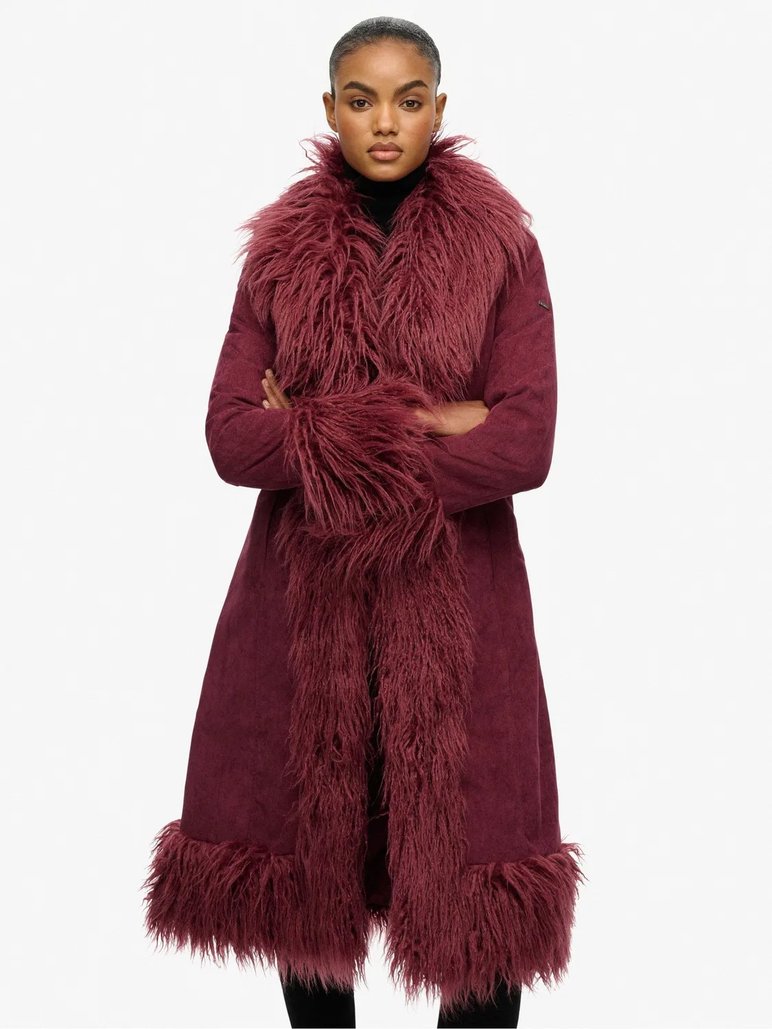 Пальто длинное афганское Corduroy Superdry, фиолетовый — фото 3