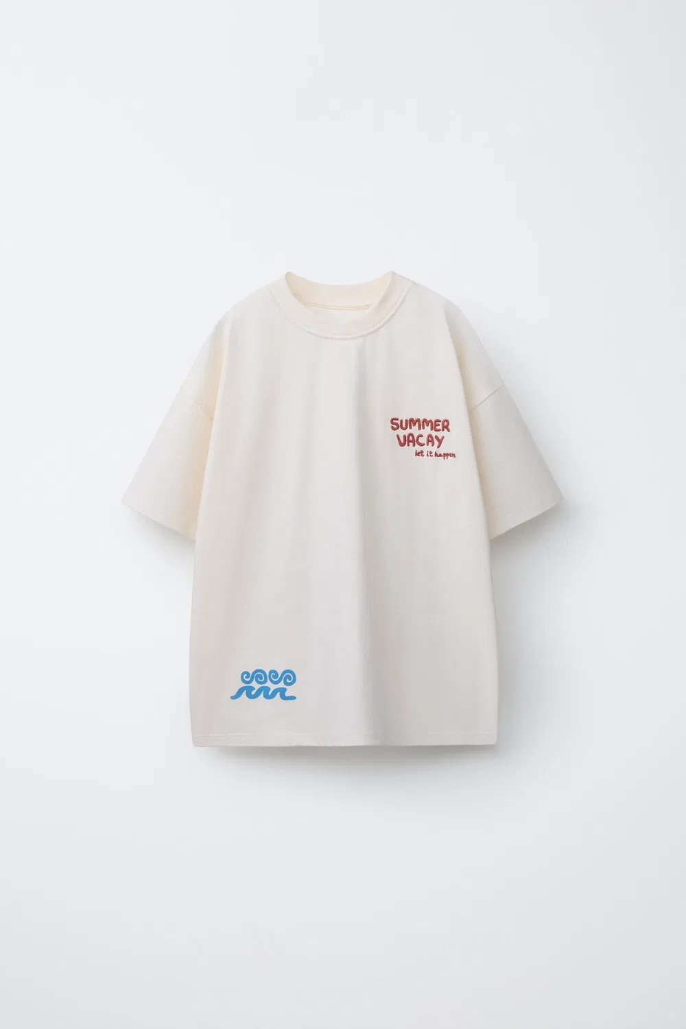 Футболка с вышивкой и принтом ZARA, Oyster-White