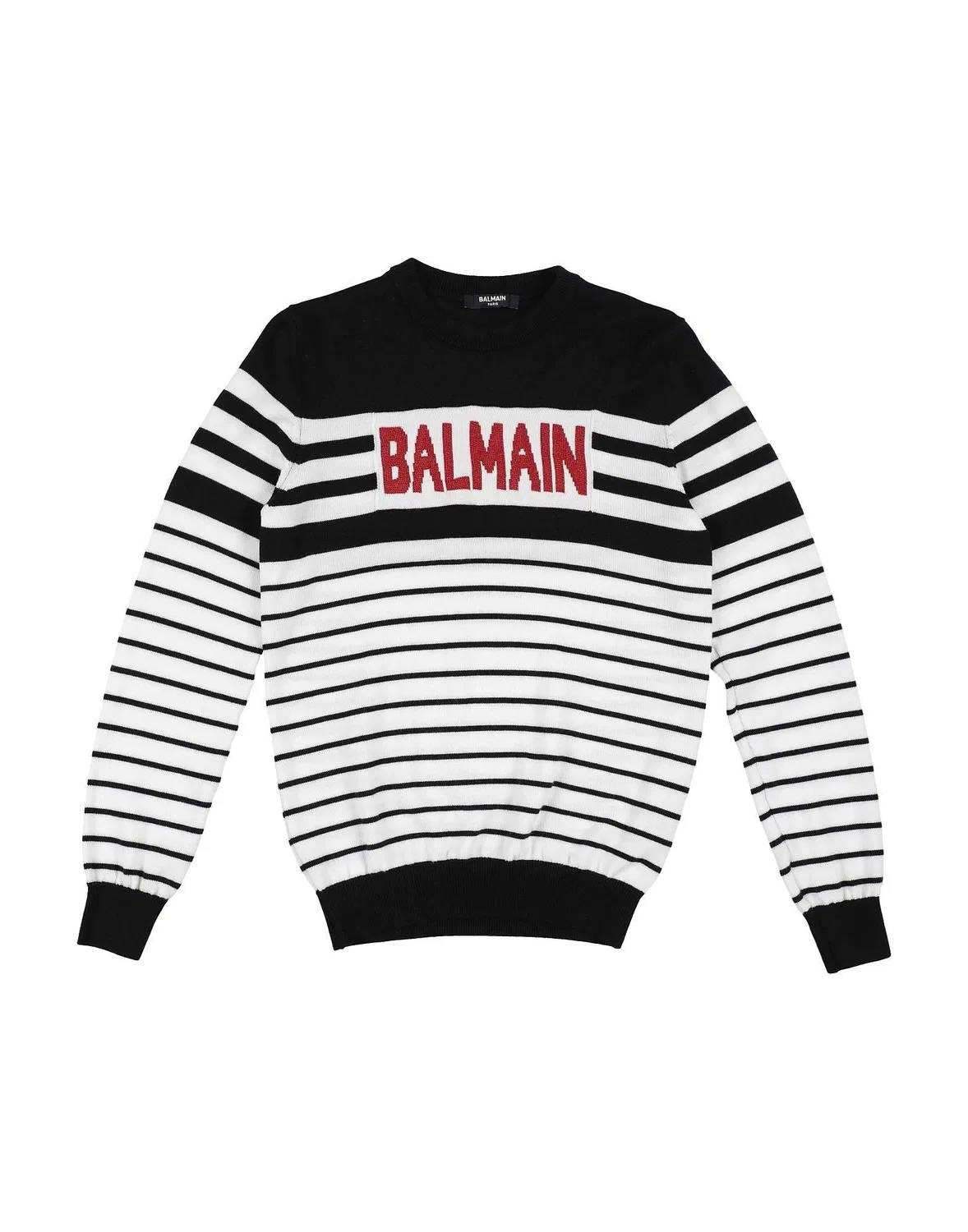 Мужской джемпер с полосками Balmain, черный