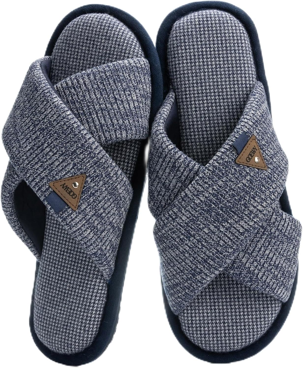 

Мужские уютные домашние тапочки GOEWY с перекрестным ремешком, с мягкой подошвой из памяти формы, мягкие, нескользящие, для дома, летние дышащие тапочки, синий