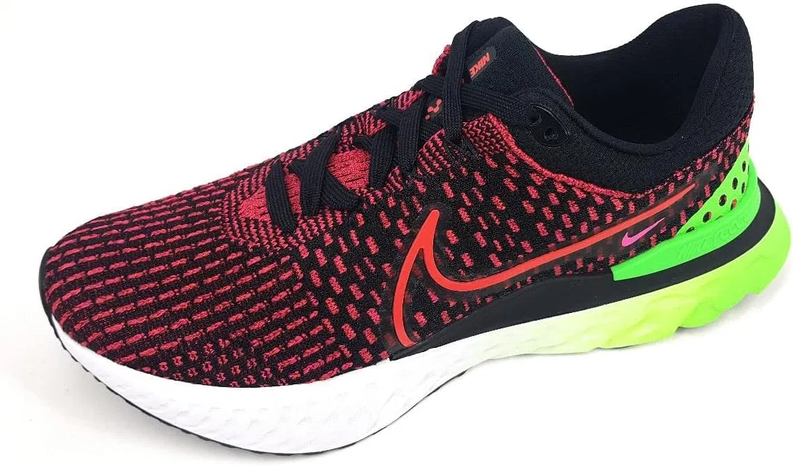 Мужские беговые кроссовки Nike React Infinity Run FK, Black Siren Red Green Stri — фото 3