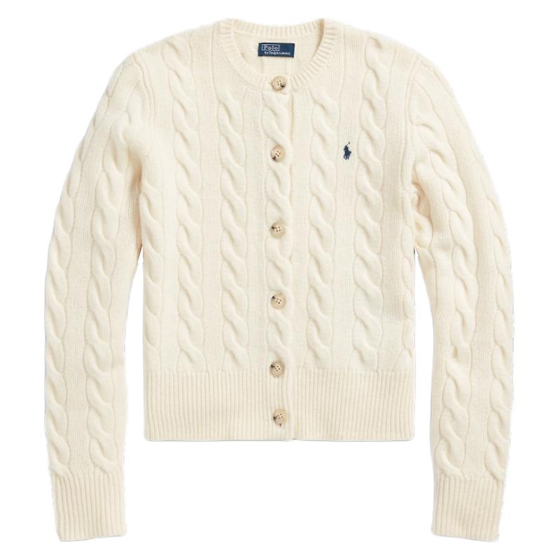 Кардиган с узором "косичка" Polo Ralph Lauren, кремовый — фото 3