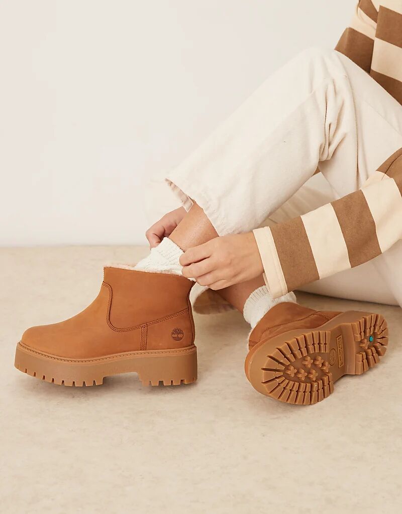 Ботинки челси Timberland Stone Street на платформе с подкладкой из искусственного меха, коричневого нубука