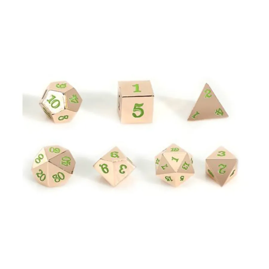 

Металл розового золота с зеленым — стандартный футляр (7), Dice - Metal 7 Piece Poly Sets (Easy Roller Dice)