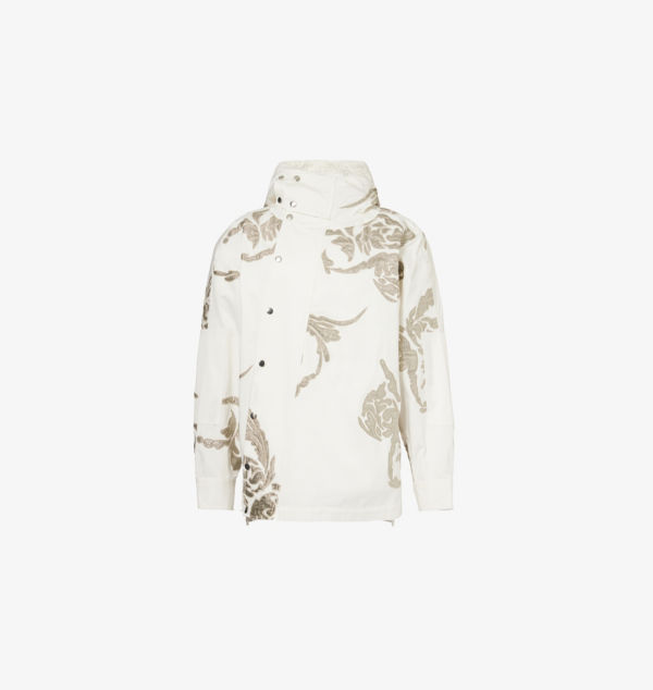 

Хлопковая куртка классического кроя с вышивкой и воротником-воронкой Dries Van Noten, белый