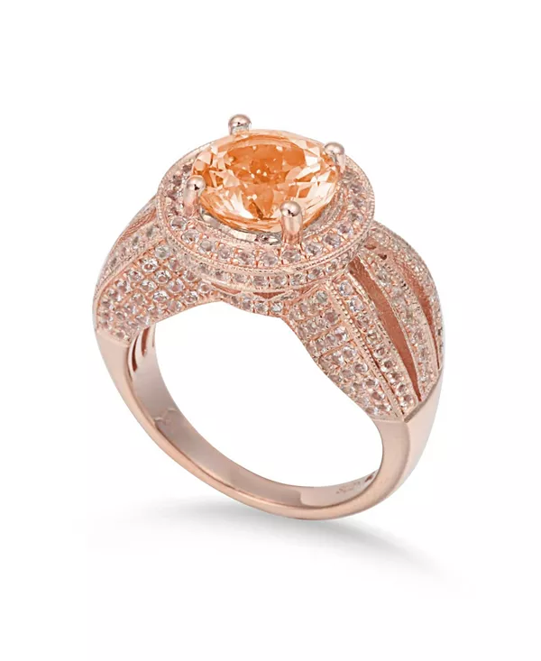 

Коктейльное кольцо Suzy Levian из стерлингового серебра с круглым топазом в центре Suzy Levian New York, citrine