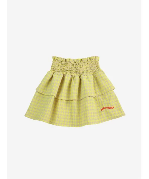 Детская юбка в клетку с рюшами Vichy ruffle skirt BOBO CHOSES желтая