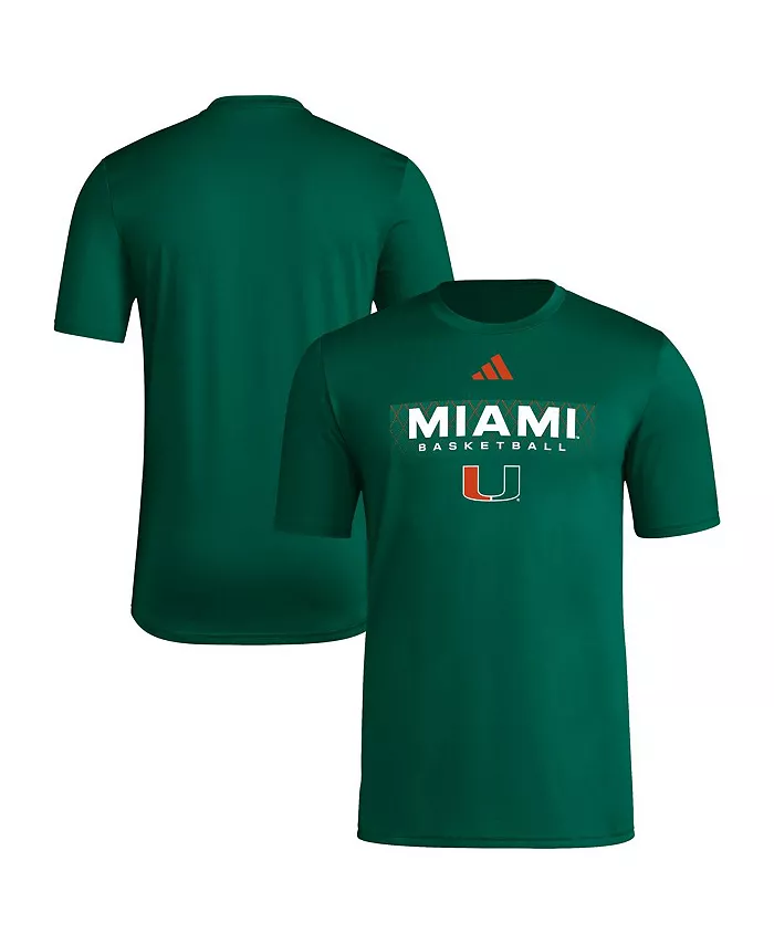 

Мужская зеленая футболка Miami Hurricanes Basketball Locker On-Court In The Fade Pregame AEROREADY adidas