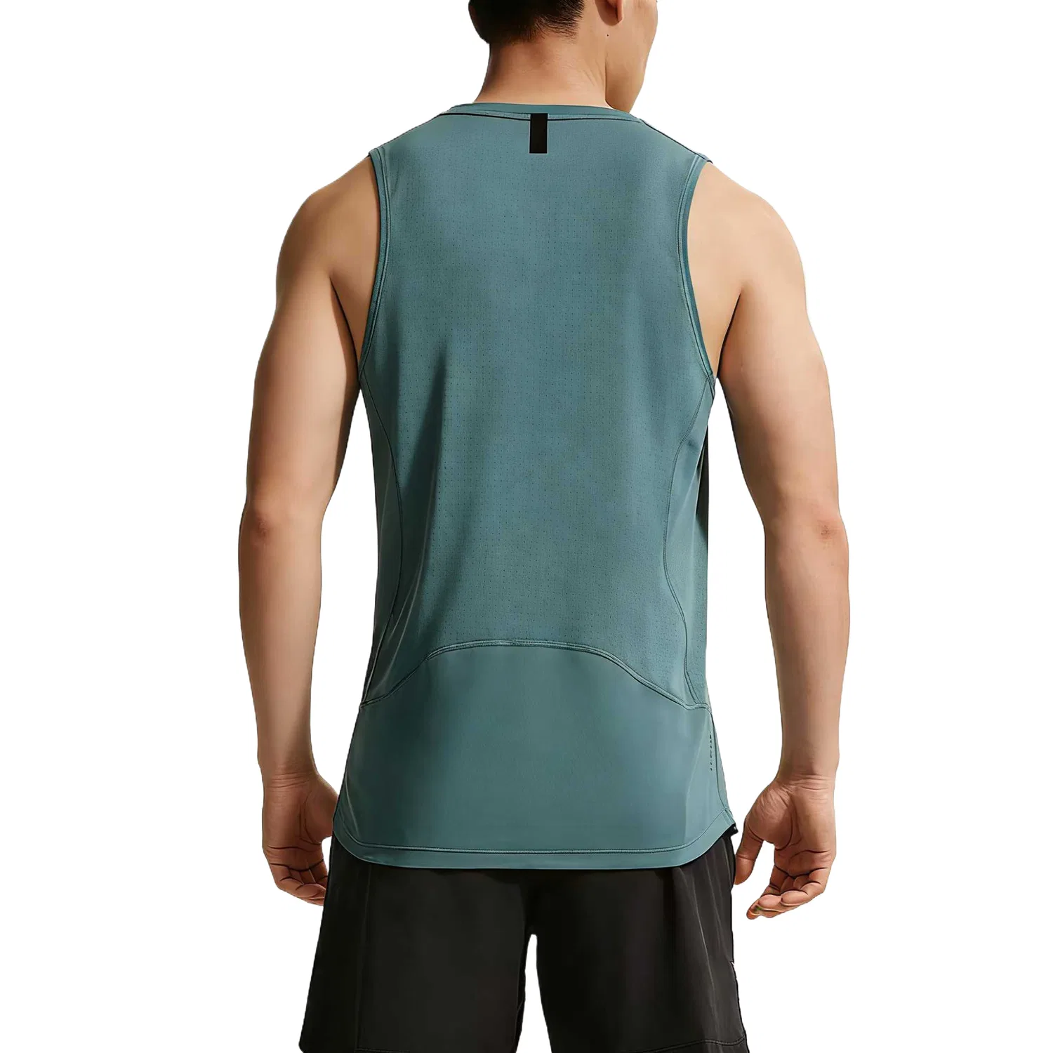 Майка Dri Fit мужская, цвет Mineral Slate/Green Base, вырез горловины Crew Neck, умеренная Nike, Mineral Slate/Green Base Color — фото 3