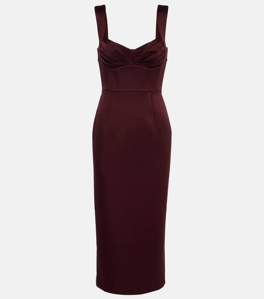 

Merlot ruched satin midi dress Rebecca Vallance, Burgundy