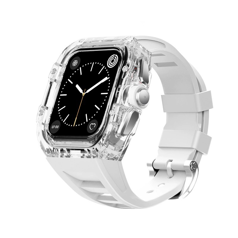 

Ремешок, совместимый с Apple, материал FKM фторэластомер, 44 мм Biaodaige, Transparent Black-Bordeaux Red