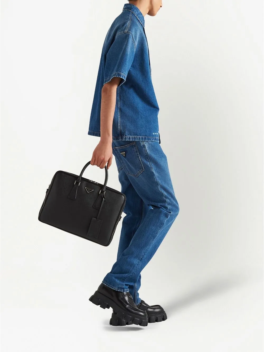Портфель из сафьяновой кожи Prada, черный — фото 2