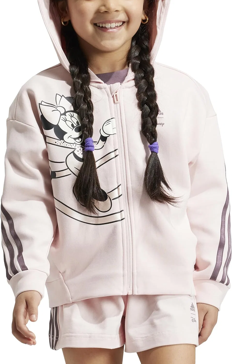 Детская куртка adidas с Минни Маус, Sandy Pink/Shadow Fig/Off White — фото 2