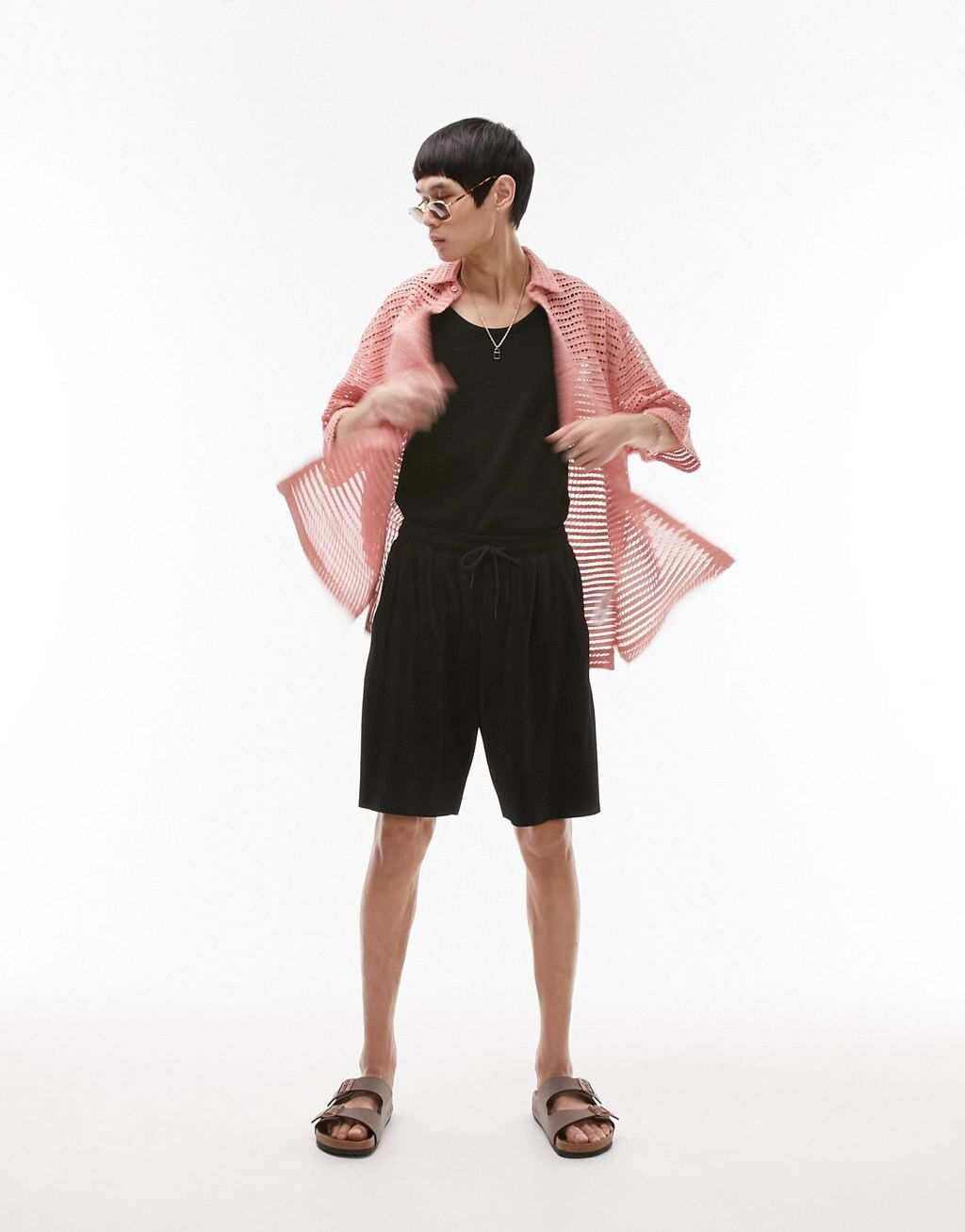 

Розовая рубашка оверсайз крючком Topman