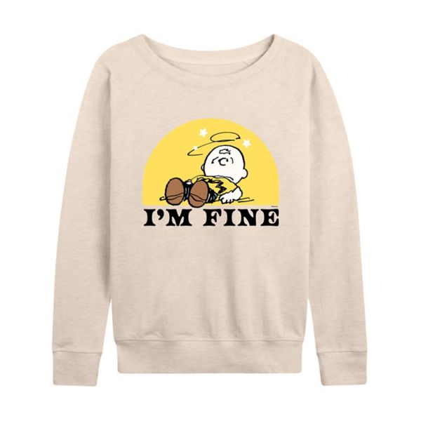 

Женская футболка с длинным рукавом из французского трикотажа «Peanuts Charlie Brown I'm Fine» Licensed Character, бежевый