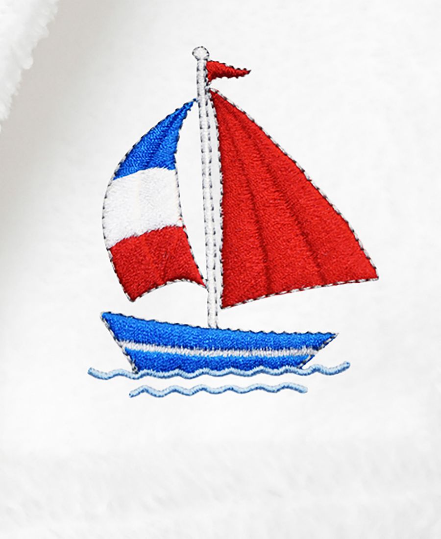 Детский суперплюшевый двусторонний банный халат Boat Kids с капюшоном Linum Home, белый — фото 2