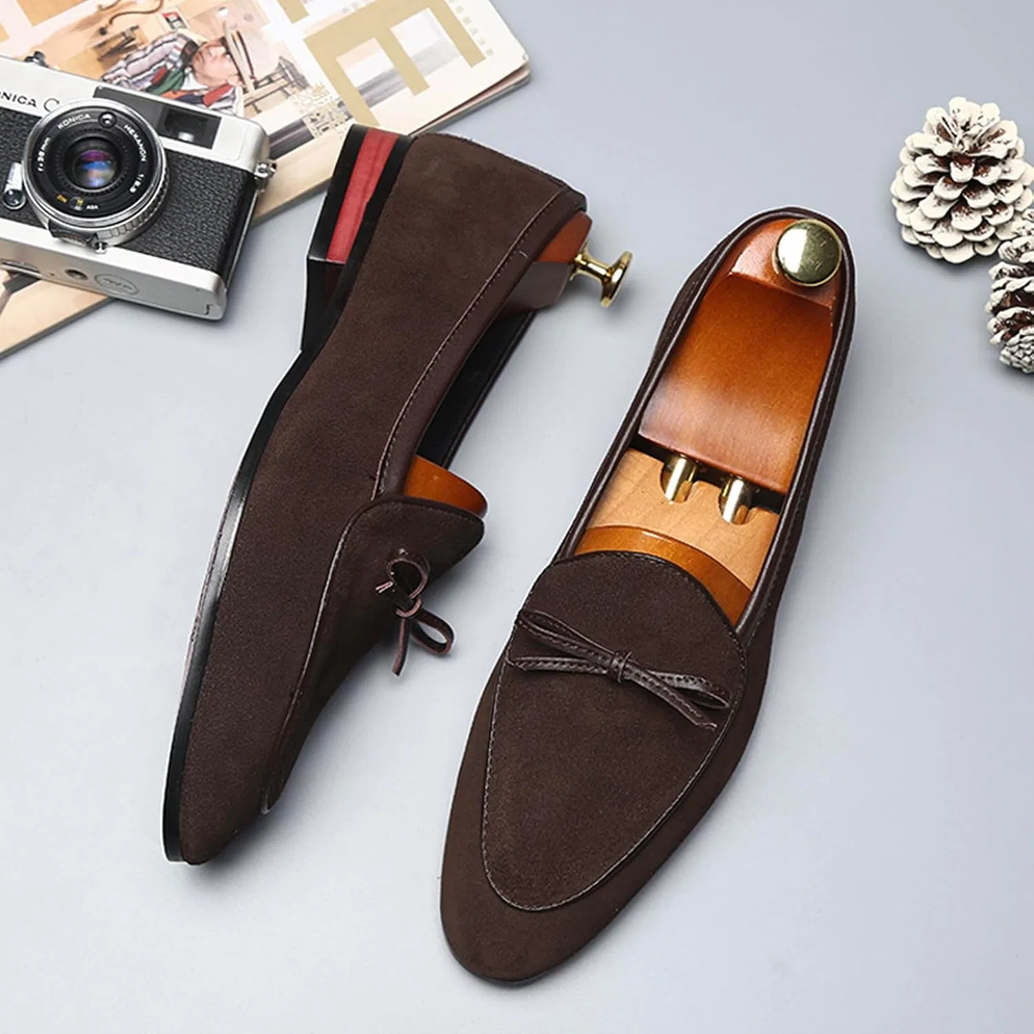 Лоферы мужские кожаные Minimalist Brown SJIUTLYUE — фото 4