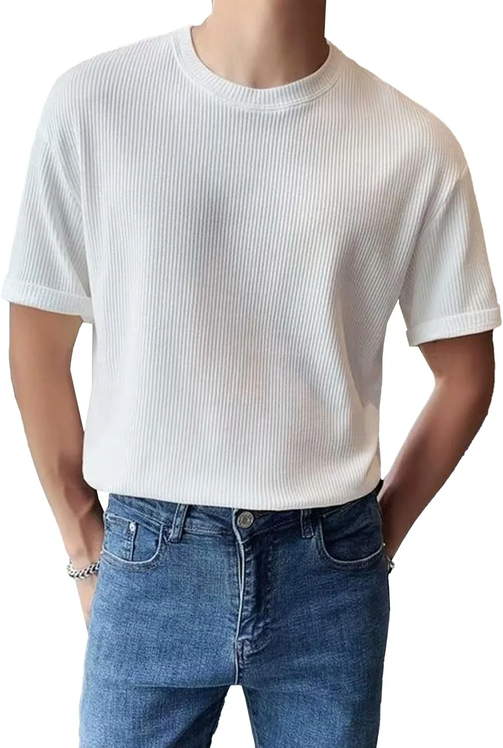 

Мужская футболка Stretch Soft Sport летняя свободная с круглым вырезом Aosufei