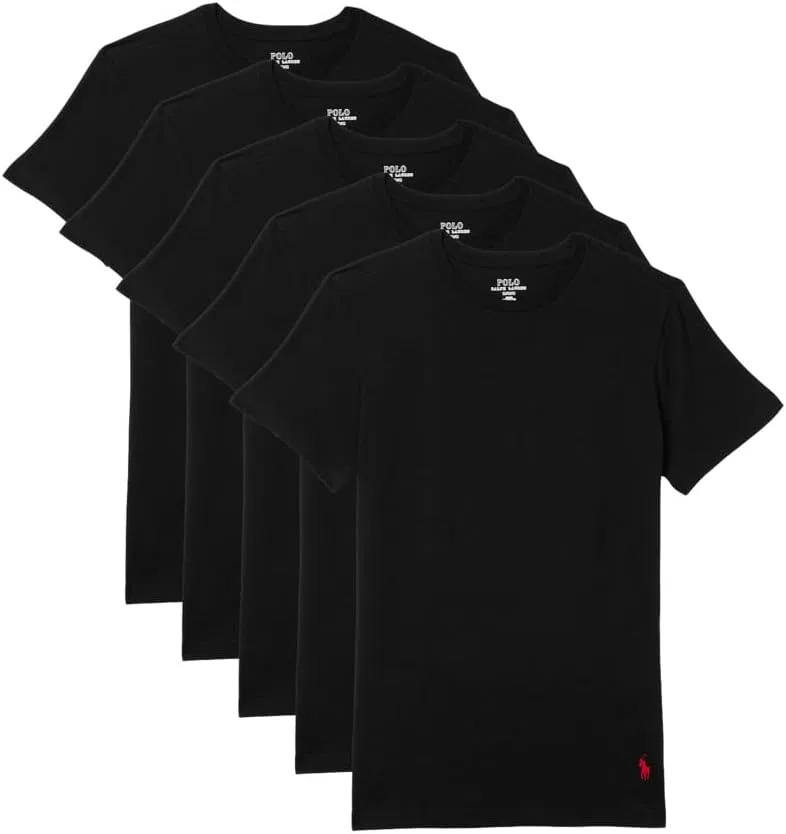 Мужская футболка с коротким рукавом Polo Ralph Lauren 5-Pack Slim Fit Crews, Polo Black/Red