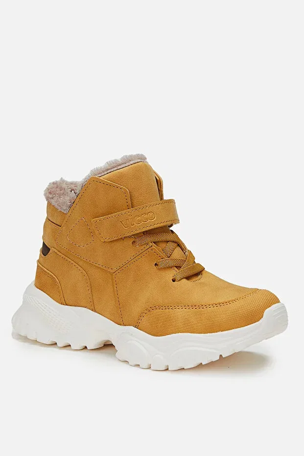 Детские ботинки для девочек на плоской подошве Gordon shearling boy Vicco, Camel — фото 2