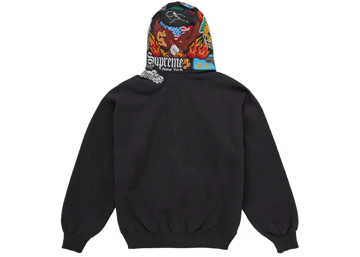 Мужская толстовка на молнии с патчами Supreme Patches Zip Up Hooded Sweatshirt, черный — фото 2