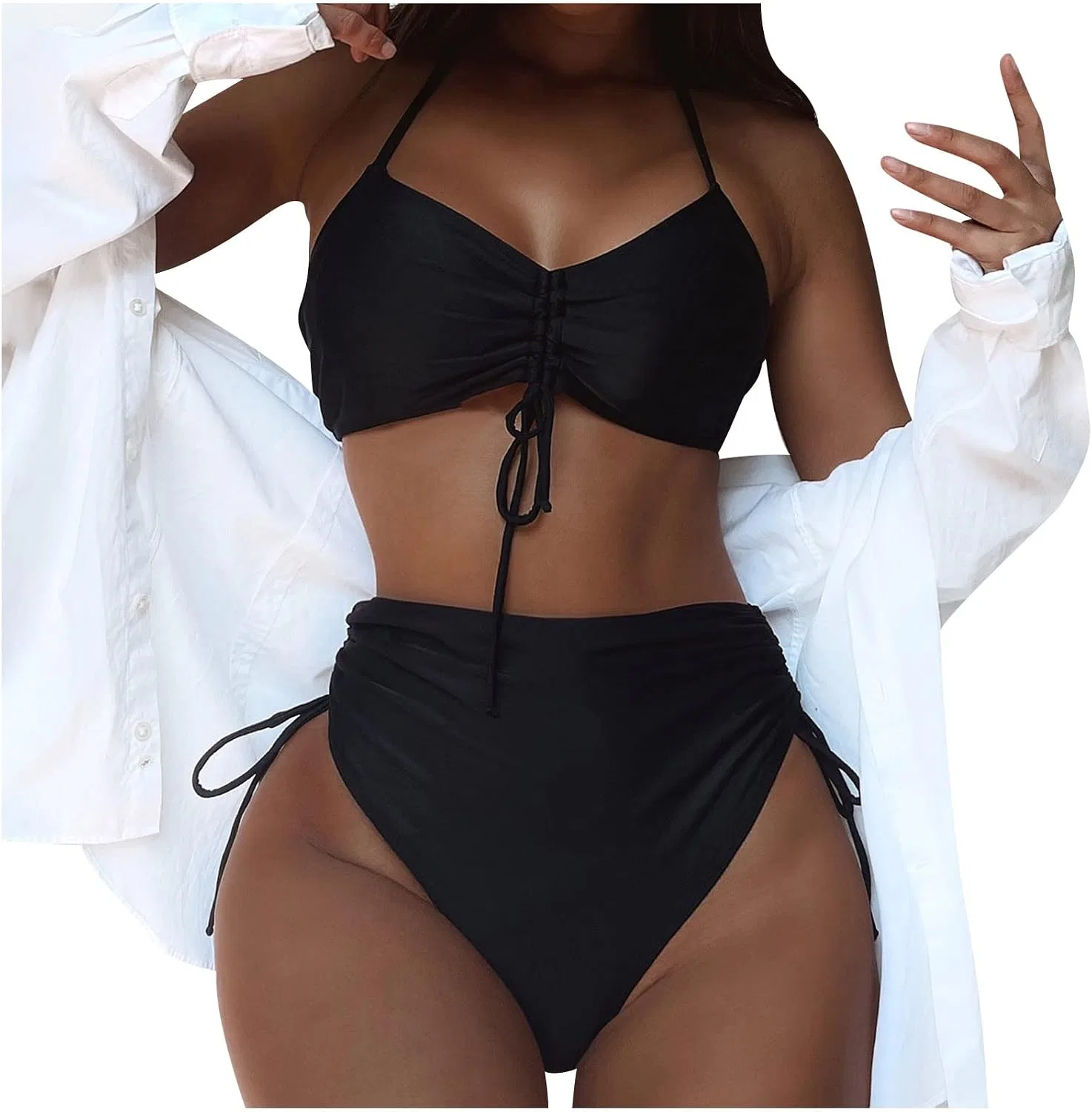 Женский купальник-танкини с завязками, Black