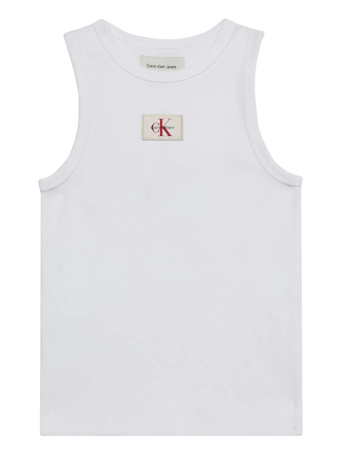 Топ Calvin Klein Jeans Monologo Patch Tank белого и кремового цвета