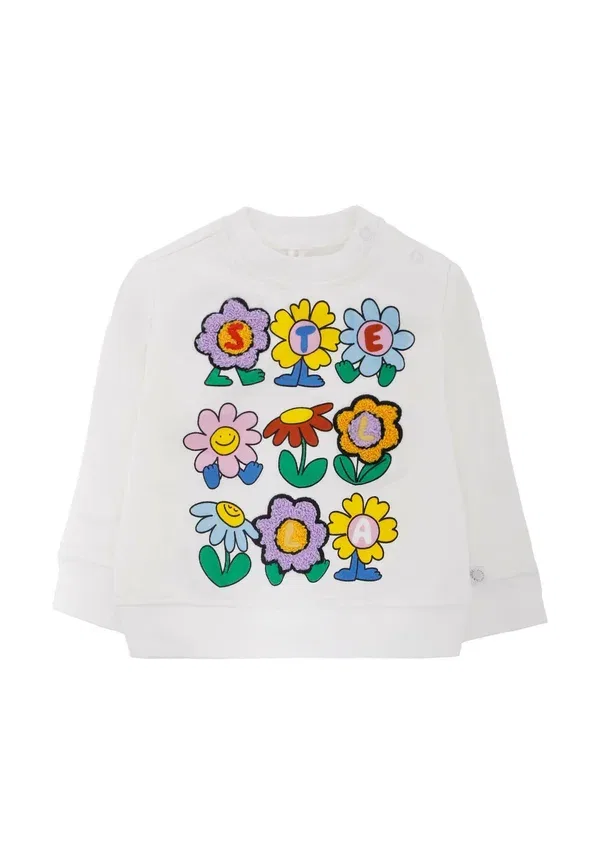 Свитшот с флоральным принтом Girocollo Stella Mccartney Kids, ivory, слоновая кость