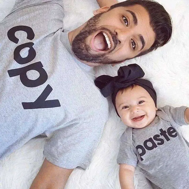 Комплект футболки и боди-комбинезона с принтом Copy Paste Matching Family Outfits, серый