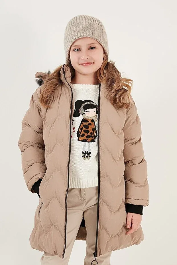 Детское зимнее пальто для девочек с искусственным мехом Lela, Mink — фото 4