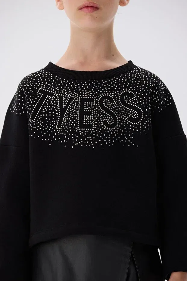 Детские свитшот для девочек хлопковый Tyess, Black — фото 4
