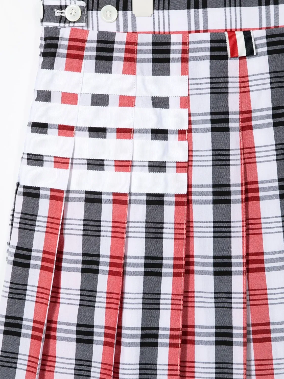 Юбка в клетку мадрас с полосками 4-Bar Thom Browne Kids, красный — фото 3