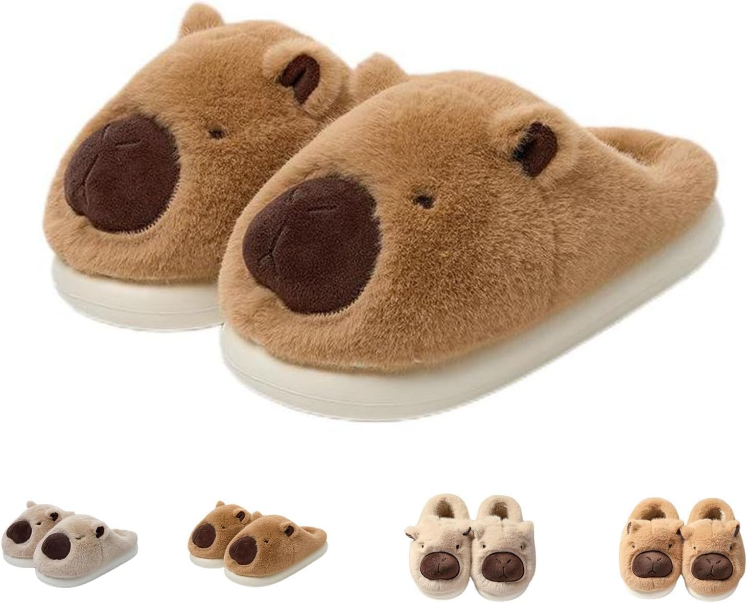 

Тапочки с капибарой для женщин и мужчин, милые теплые толстые тапочки с капибарой для зимы, унисекс, забавные мягкие нескользящие домашние тапочки Generic, D