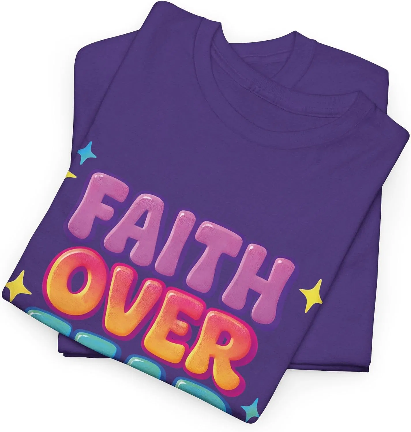 Мужская футболка с принтом Faith Over Fear, лиловый — фото 4