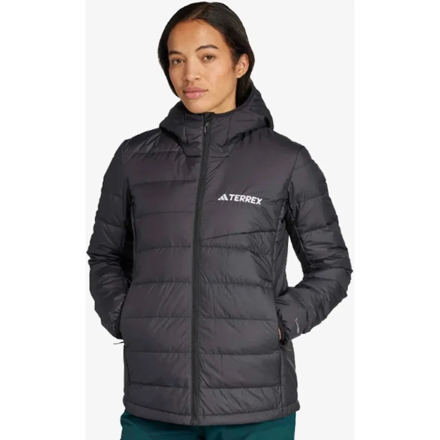 Женский стеганый пуховик с капюшоном Mountain Down adidas, Черный — фото 2