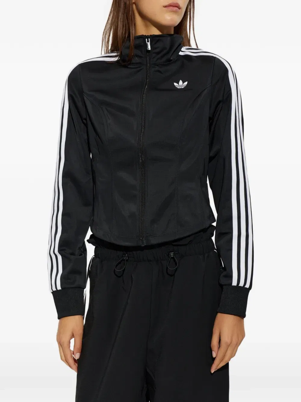 Свитшот на молнии с вышитым логотипом adidas, черный — фото 3