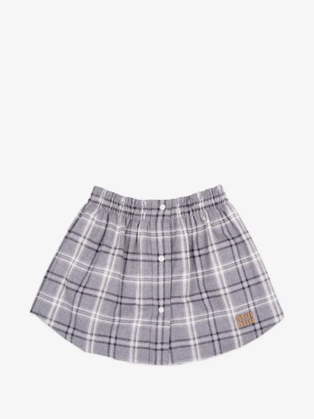 Мини-юбка А-силуэта в клетку MIU MIU, серый