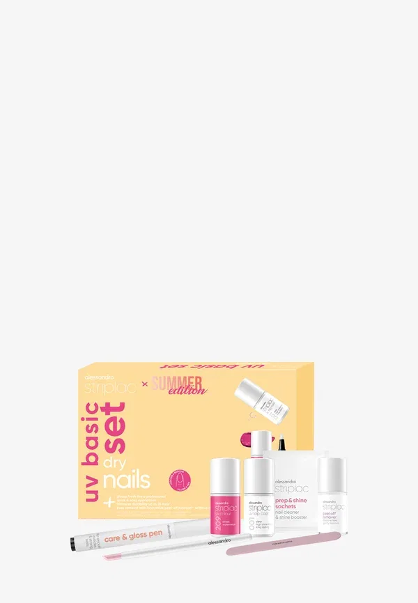 Набор для маникюра Striplac UV Basic Set Dry Nails Summer Edition - набор для сухого маникюра Alessandro, розовый