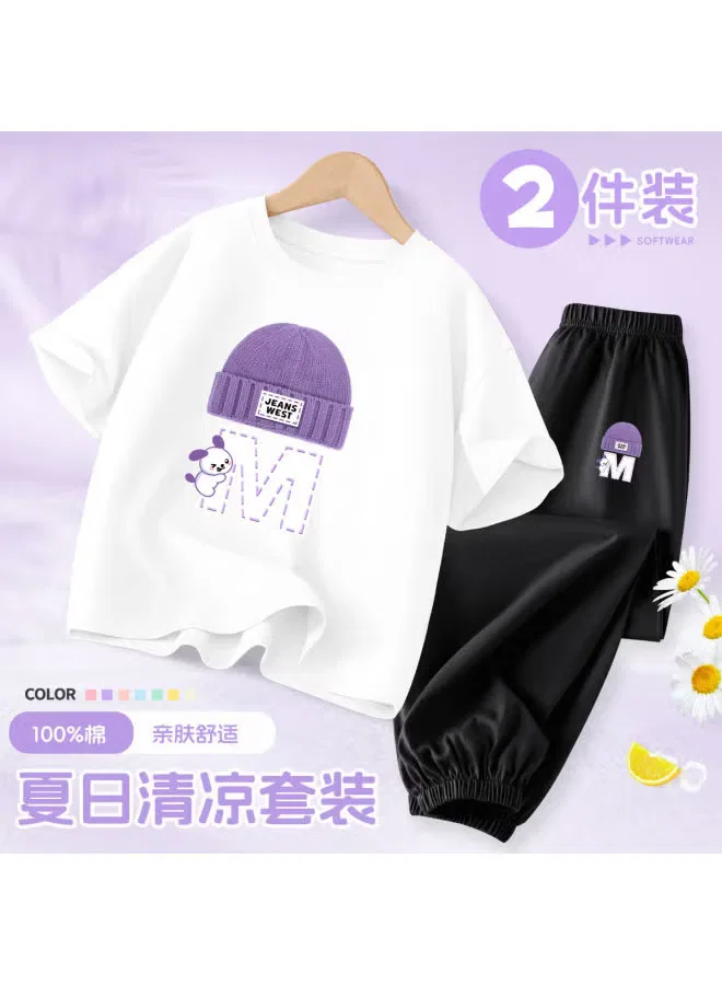 Комплект детский с коротким рукавом из хлопка для девочек Jeanswest, белый — фото 2