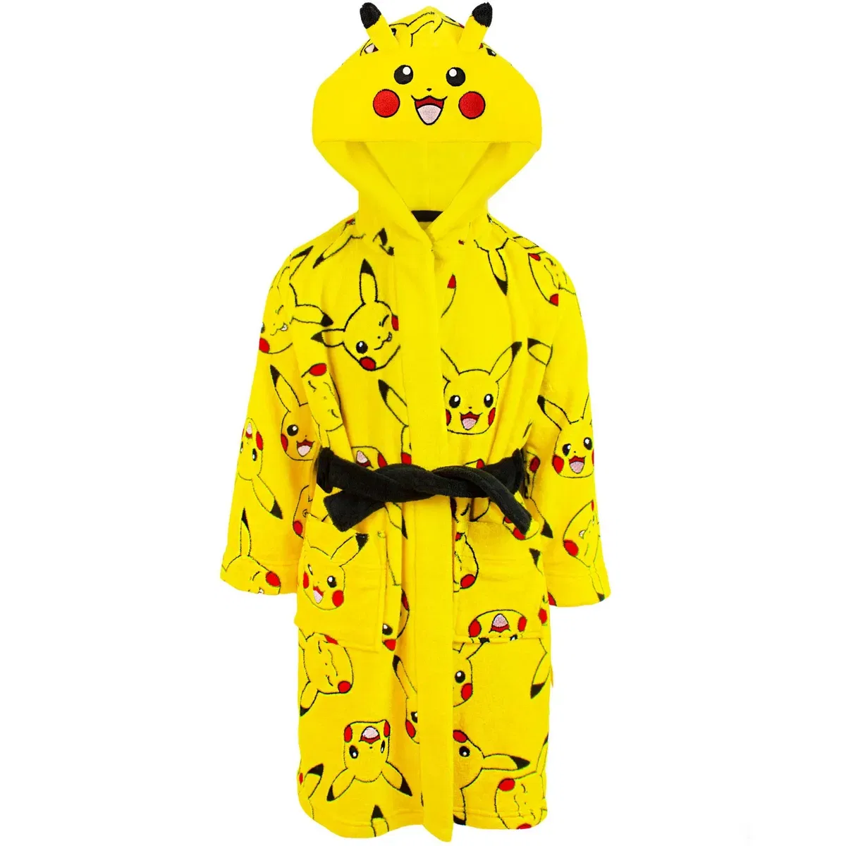 Детский хлопковый халат с капюшоном Pikachu, Pokemon, Yellow — фото 2