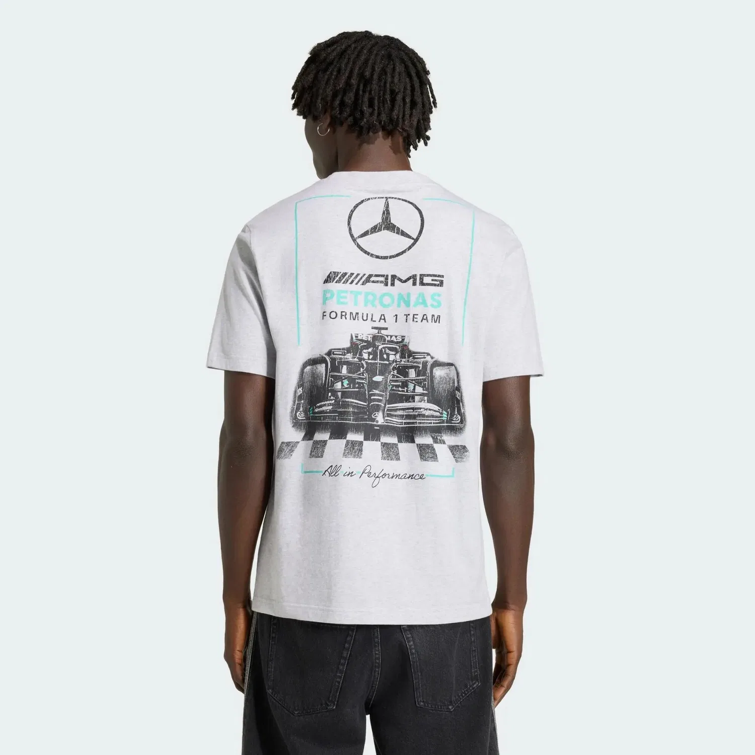 Мужская футболка с принтом Mercedes-AMG Petronas Formula 1 Team Graphic 02 Adidas, Hellgrau — фото 3