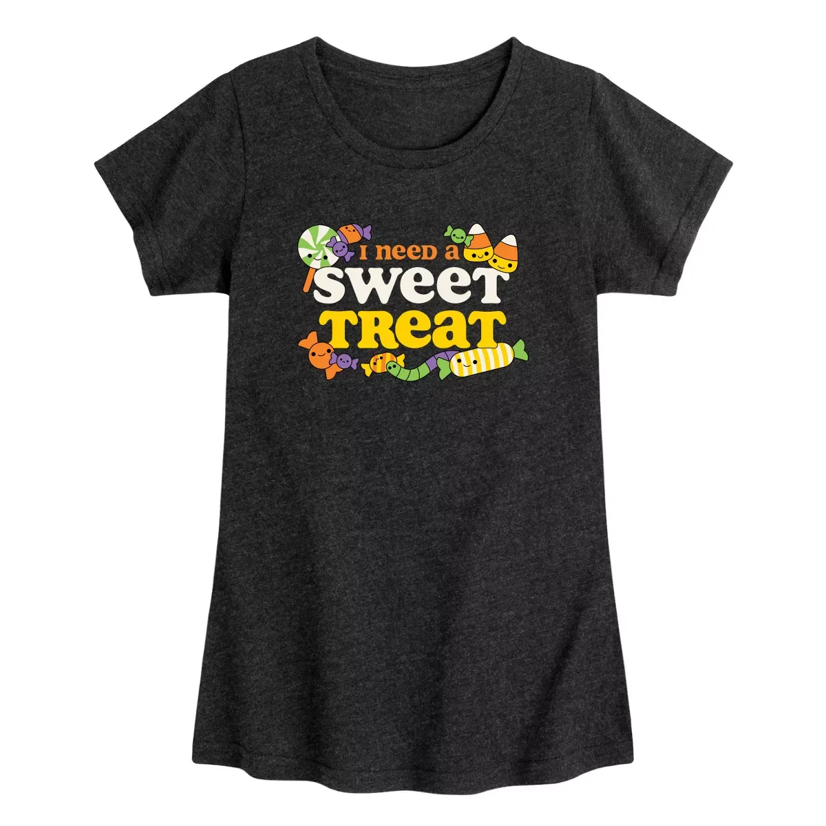 Детское футболка для девочек с принтом I Need a Sweet Treat Instant Message, Heather Purple