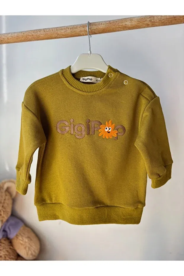 Детские свитшот для девочек хлопковый Embroidered baby / kids sweatshirt Gigipop, Pistachio Green — фото 2