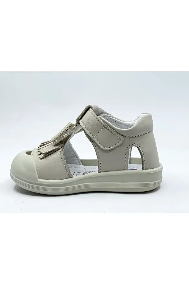 Детские туфли для девочек с ортопедической стелькой Leather and anatomical sole extra soft girls first step shoes Elma Şekeri, Beige — фото 3